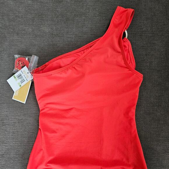 MICHAEL Michael Kors Women's Sea Coral One-Shoulder One Piece Swimsuit Size 8 - Picture 11 of 13